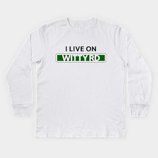 I live on Witty Road Kids Long Sleeve T-Shirt